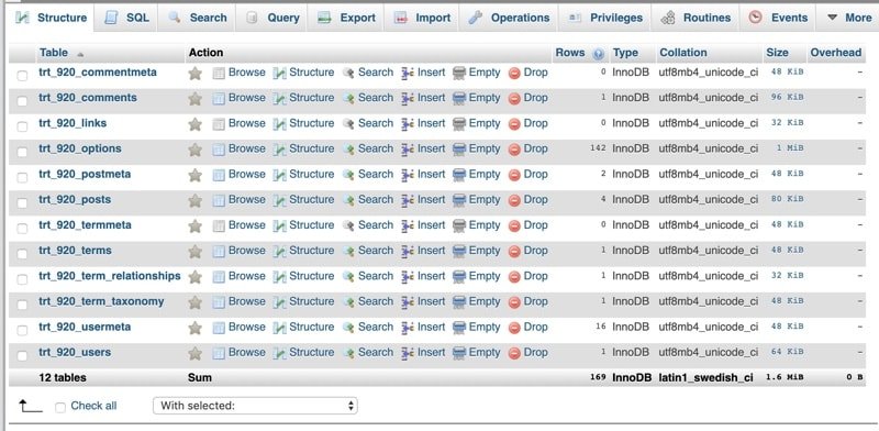 change table prefix